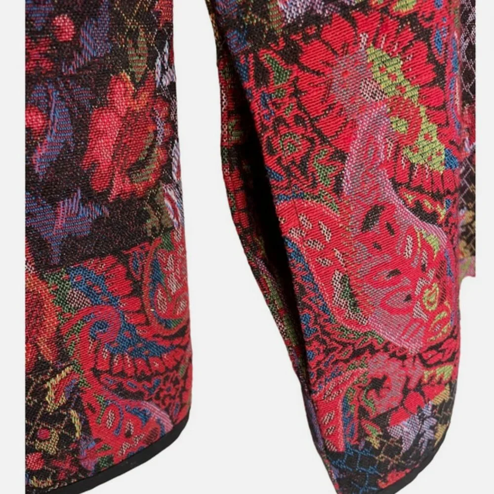 Serengeti Catalog Floral Tapestry Open Jacket | Women’s 3X | Red | Pockets